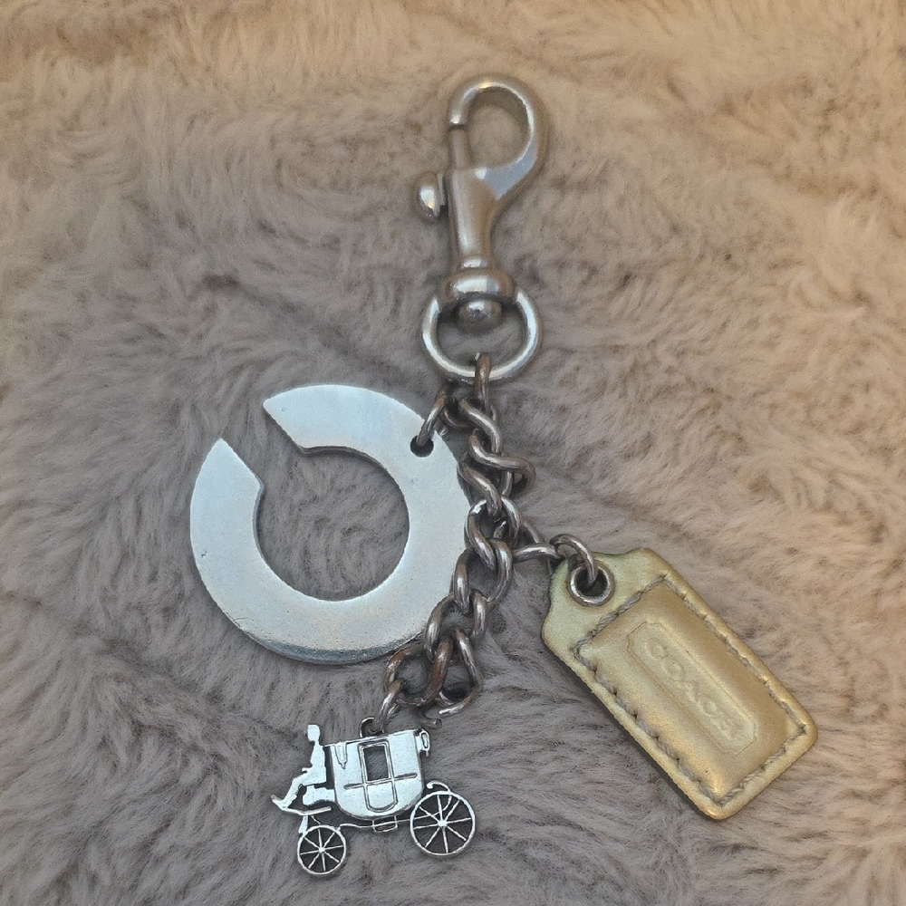 For @saragon826 Coach Silver and Tan Keychain with Charms